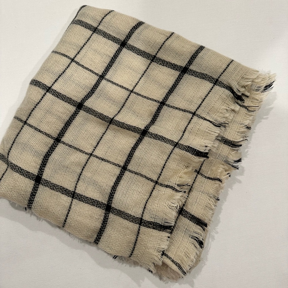 Oversized plaid blanket scarf